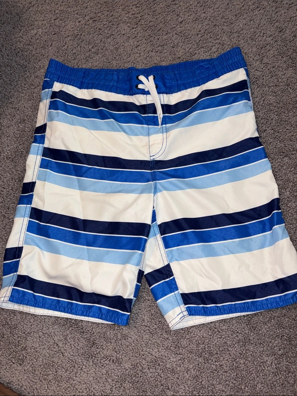Old Navy Blue & White Striped Boys Swim Trunks